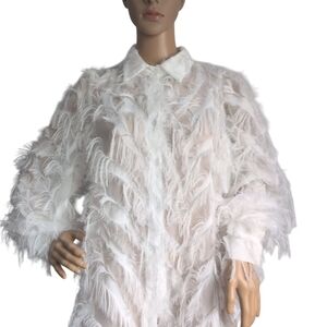 SHEIN White Feathered Blouse